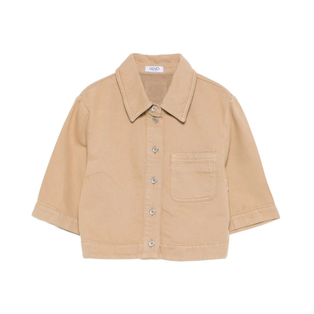 Liu Jo Vrouw Beige Overhemden Dames, M, Denim, Denim Overhemd