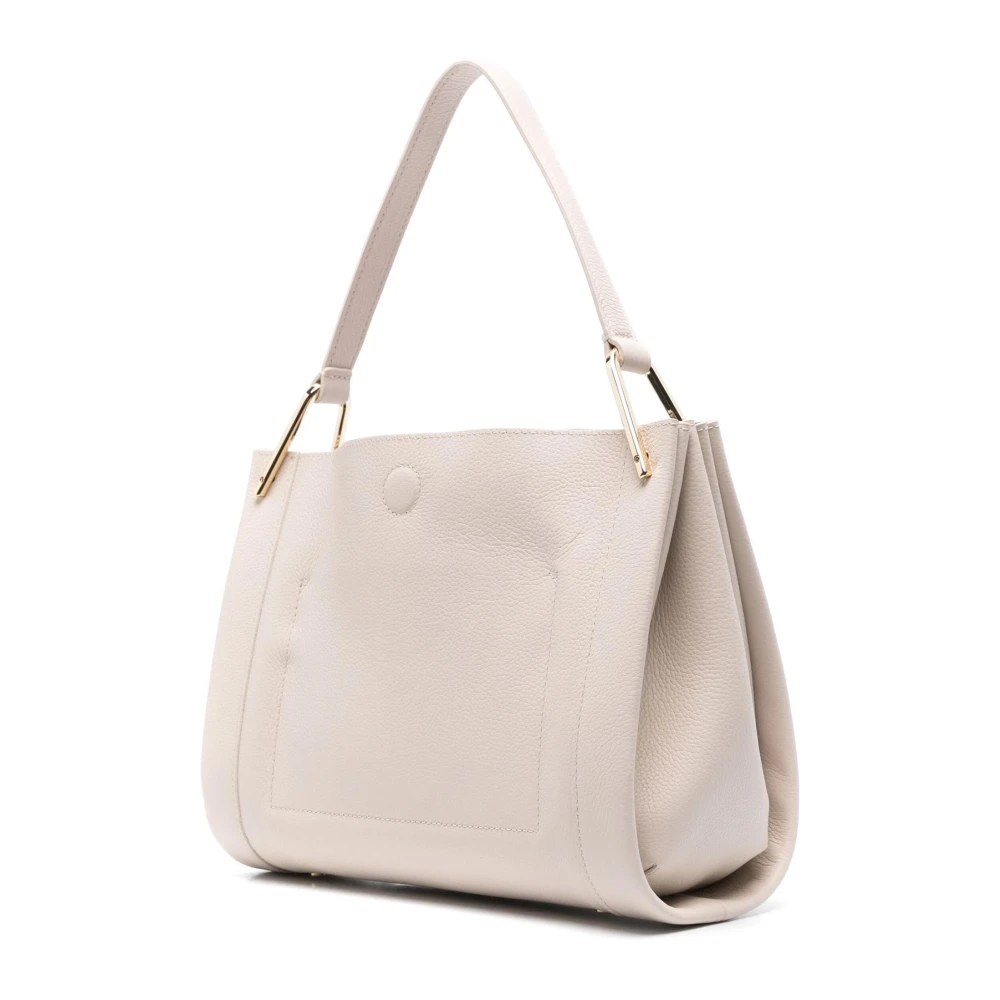 Coccinelle Leren Schoudertas met Logoprint Beige Dames