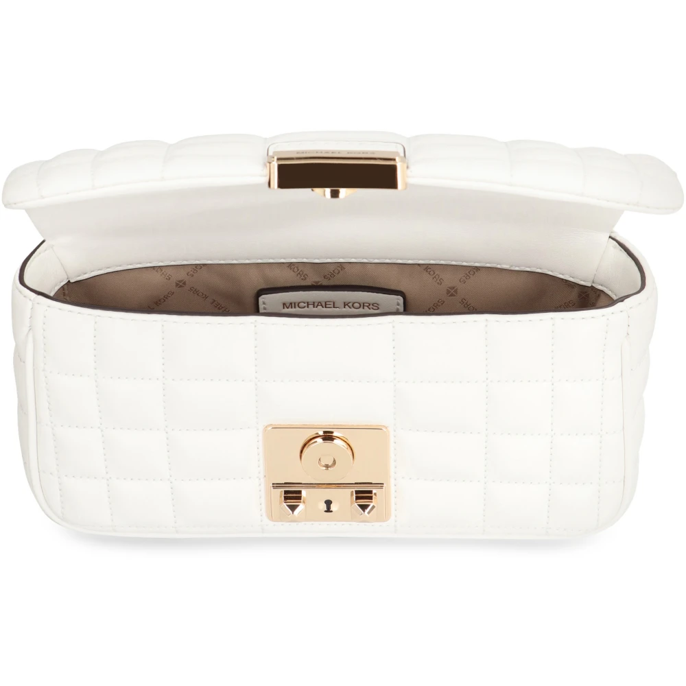 Michael Kors Gewatteerde leren schoudertas met ketting White Dames
