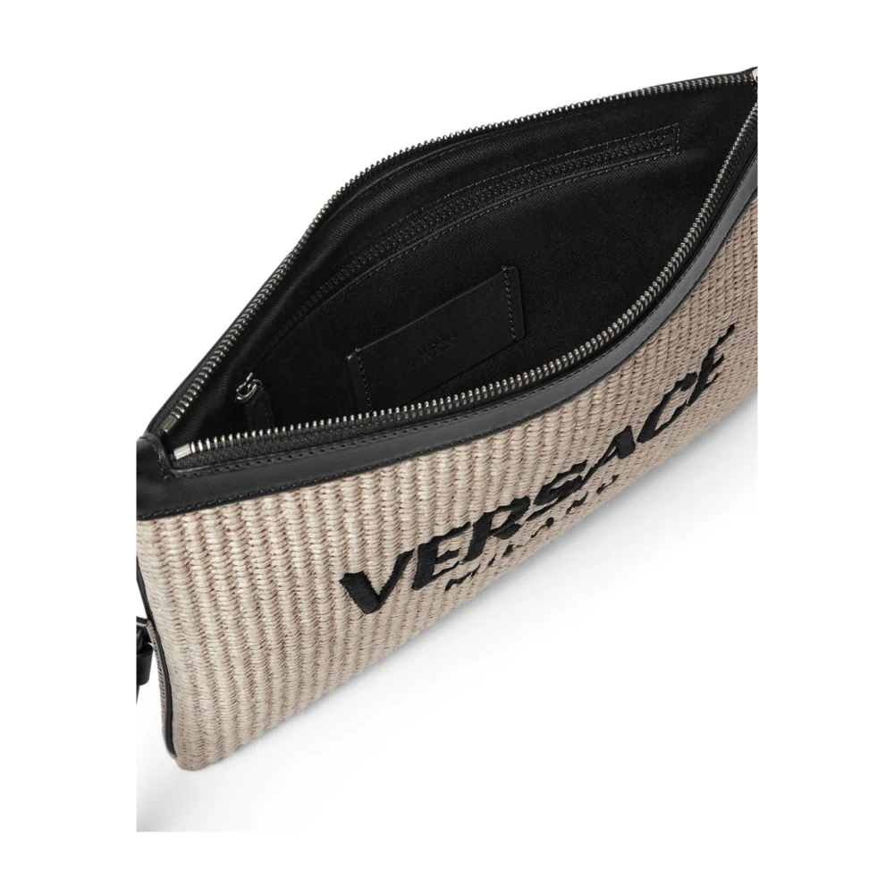 Versace Geborduurde Beige Clutch Tas Beige Heren