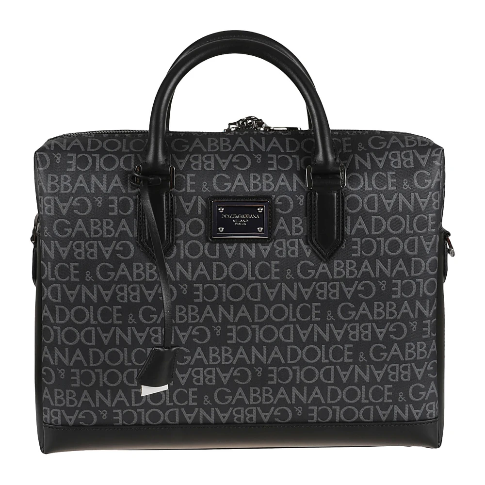 Dolce & Gabbana Black Briefcase Jcq.logo Spalmato+Vi - Male - Laptop Bags & Cases - Black - One Size - Bags