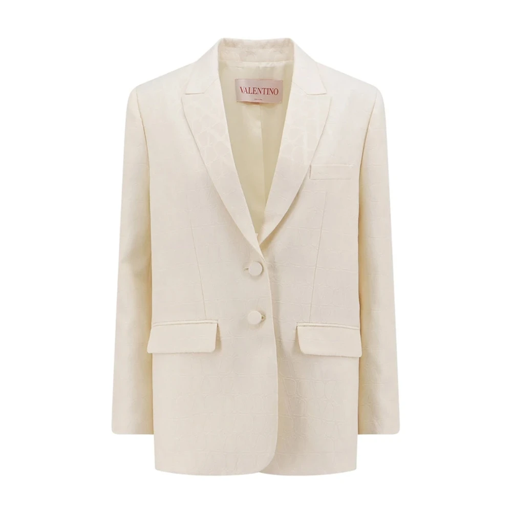 Valentino Witte Iconographe Zijde Wol Jas White Dames