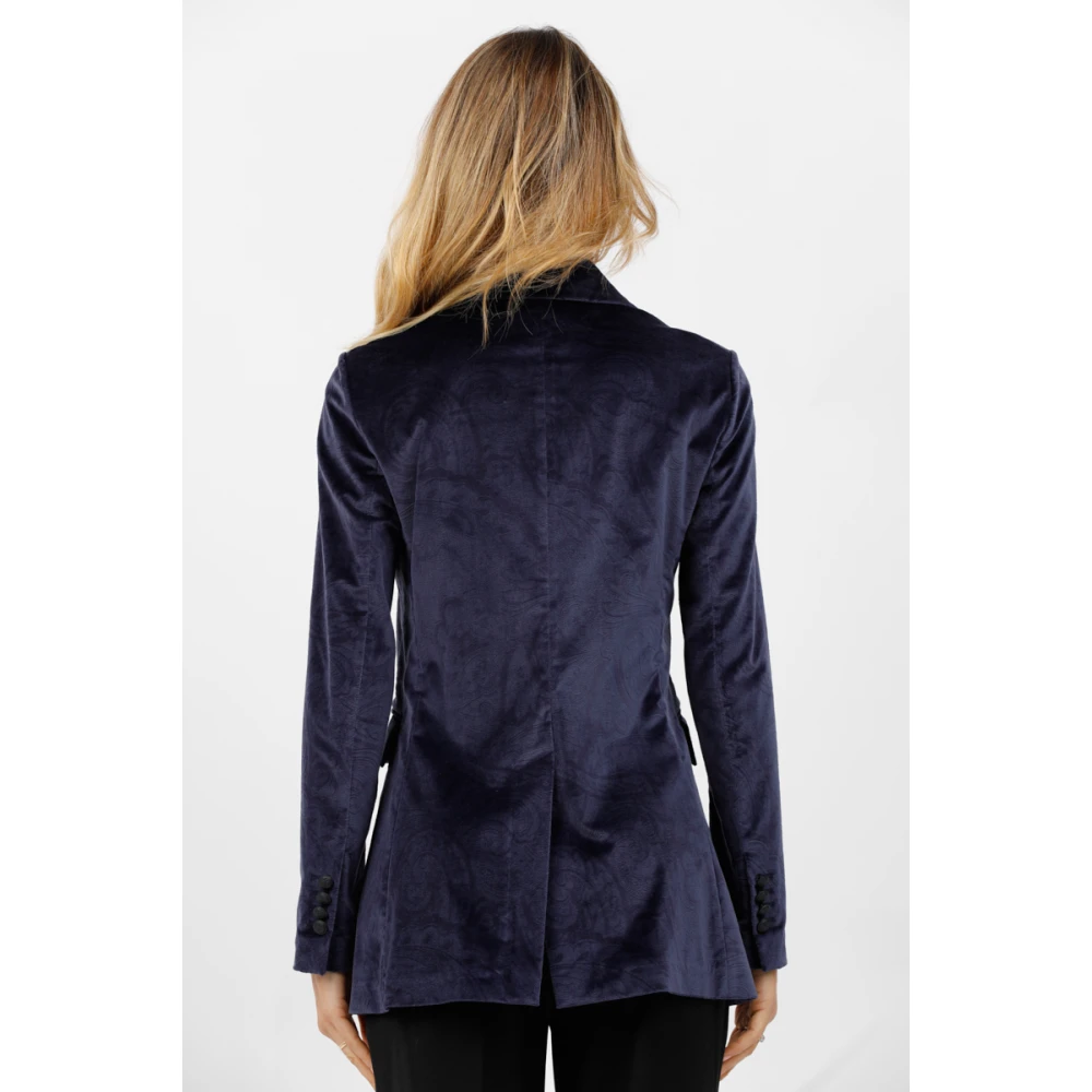 Circolo 1901 Fluwelen double-breasted jas Blue Dames