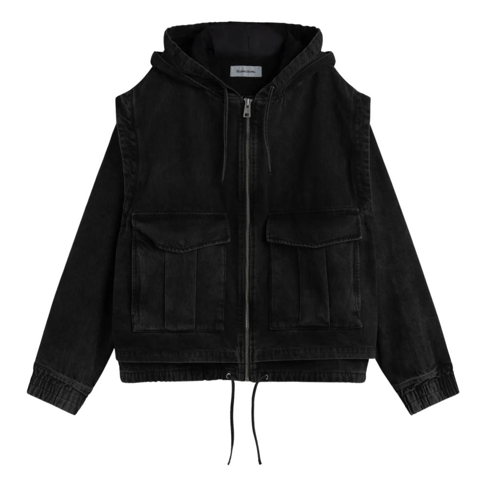 Études Denim Hoodie Jas Black Heren