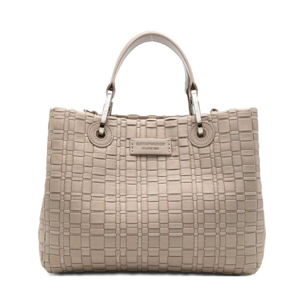 Emporio Armani Women's Gray Woven Top Handle Tote Bag - Shopping Bags - One Size - Bags