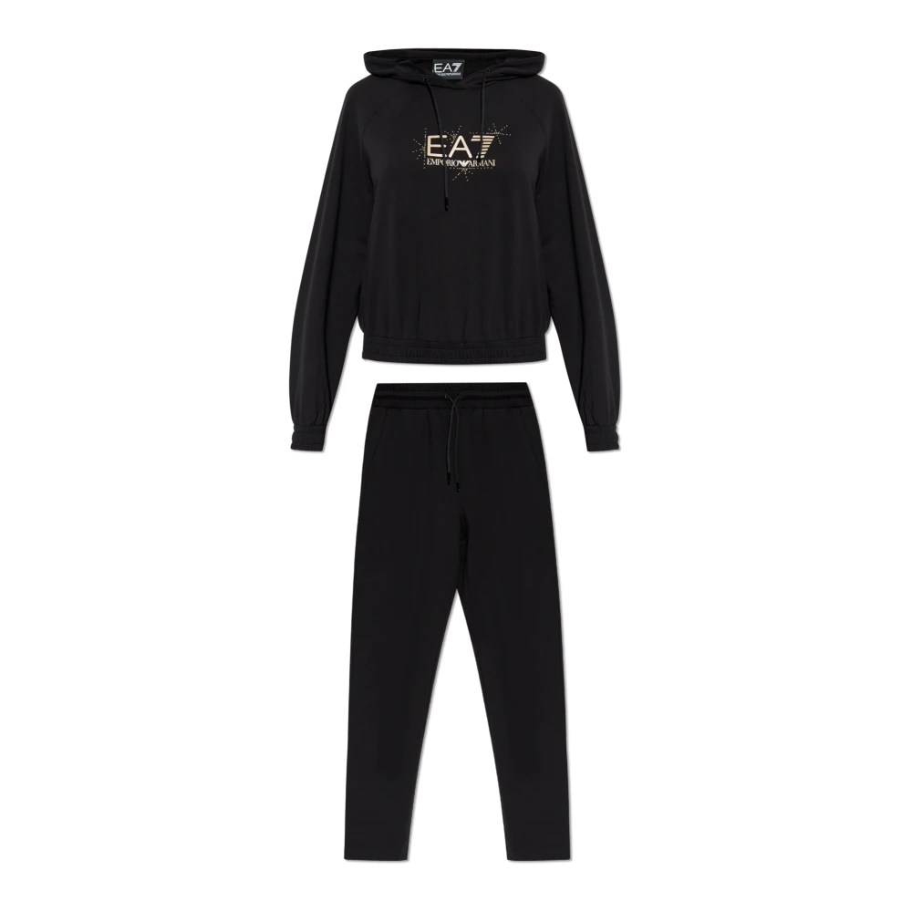 Emporio Armani EA7 Trainingspak set: sweatshirt en broek Black Dames