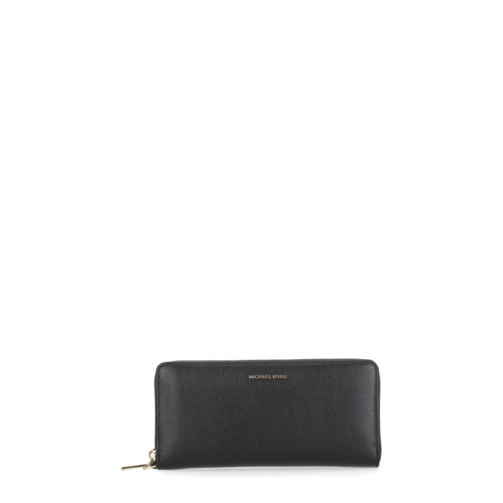 Michael Kors Zwarte leren damesportemonnee met rits Black Dames