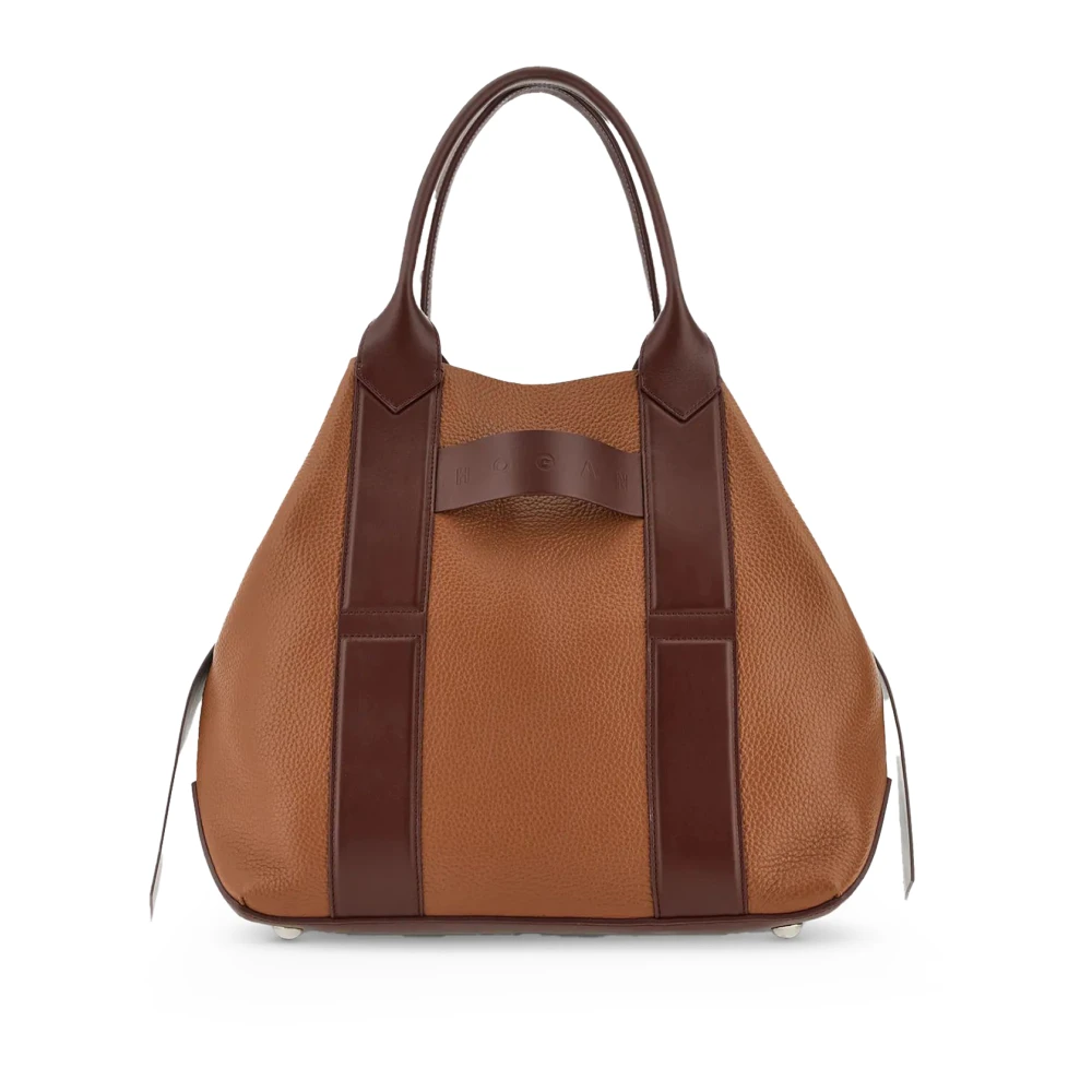 Hogan Klassieke Tote Tas met Ingelegd Logo Brown Dames