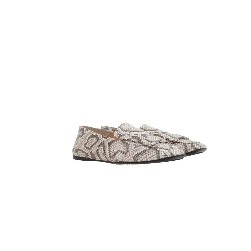 Sergio Rossi Python Print Slip-On Flats Gray Dames