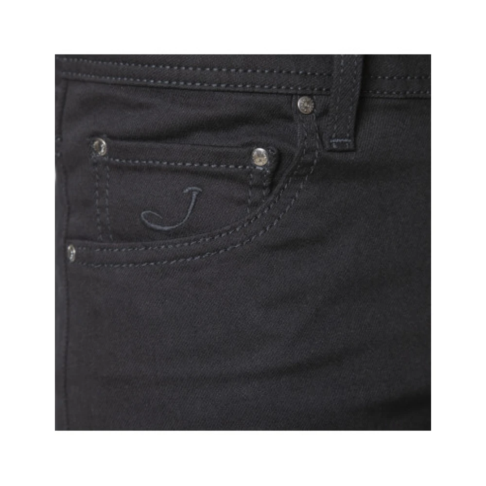 Jacob Cohën Zwarte Jeans Model Nick Slim Fit Knoopsluiting Black Heren