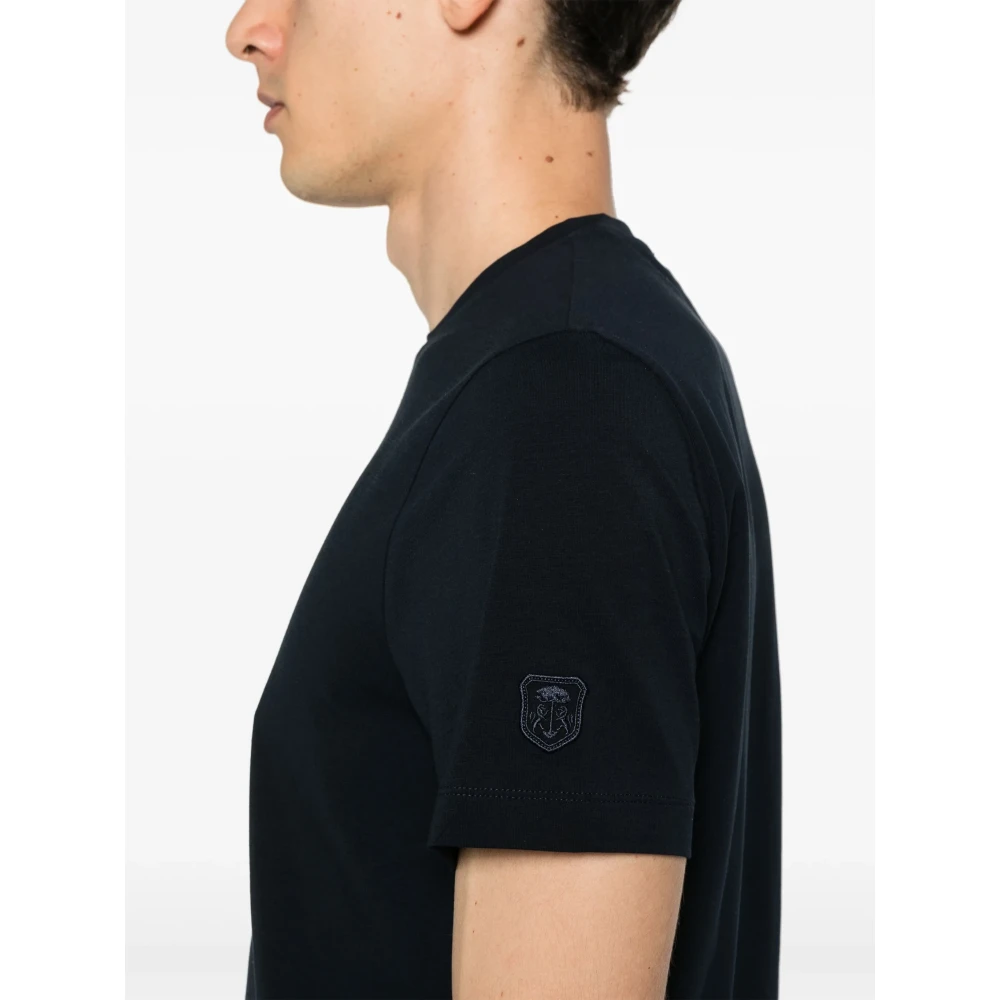 Corneliani Stretch Katoen Logo T-Shirt Blue Heren