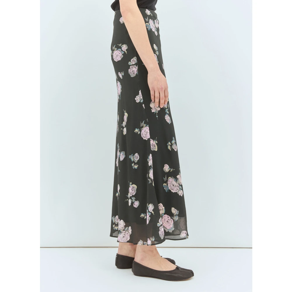 Ganni Bloemen Maxi Rok Black Dames