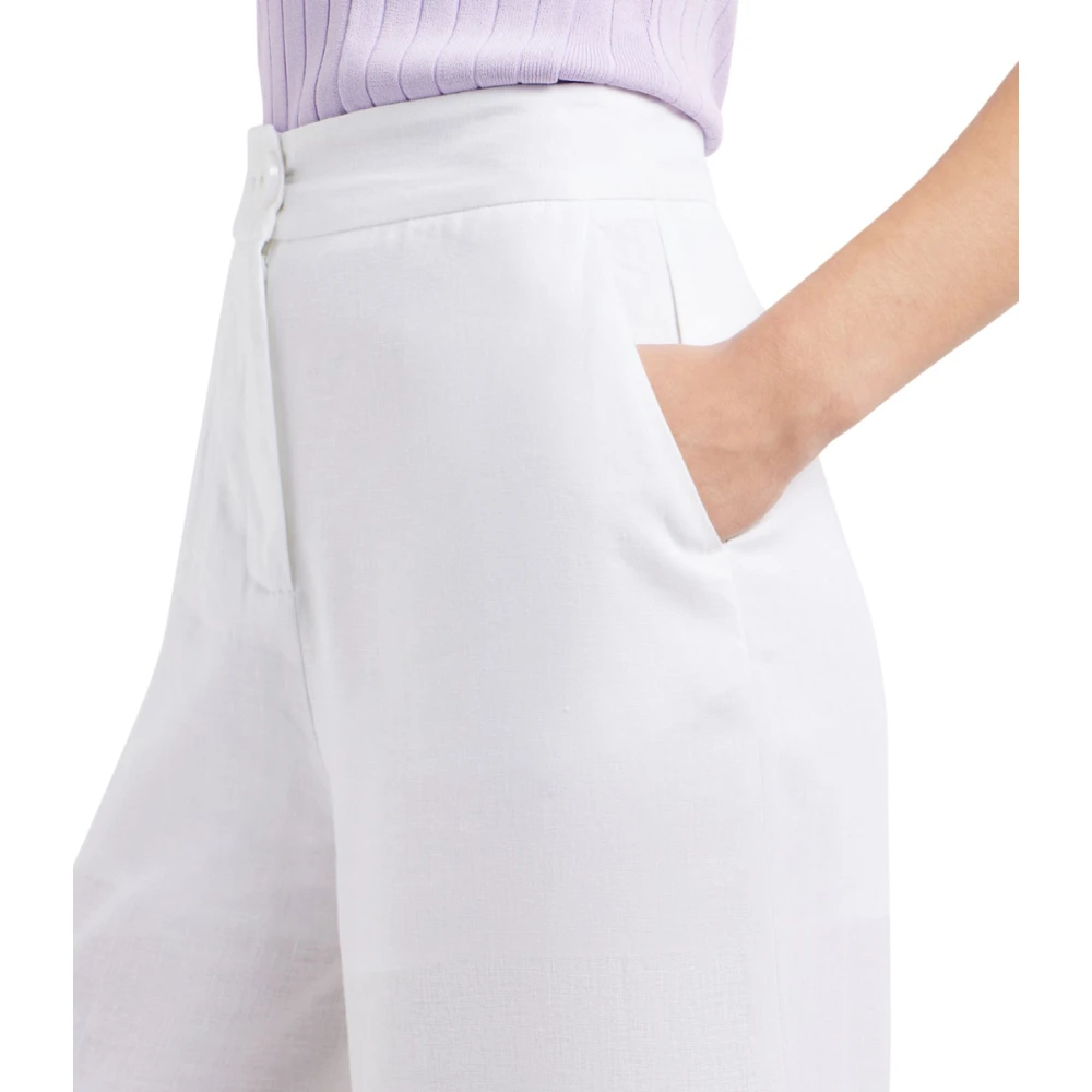 Emporio Armani Witte Linnen Wijde Pijp Broek White Dames
