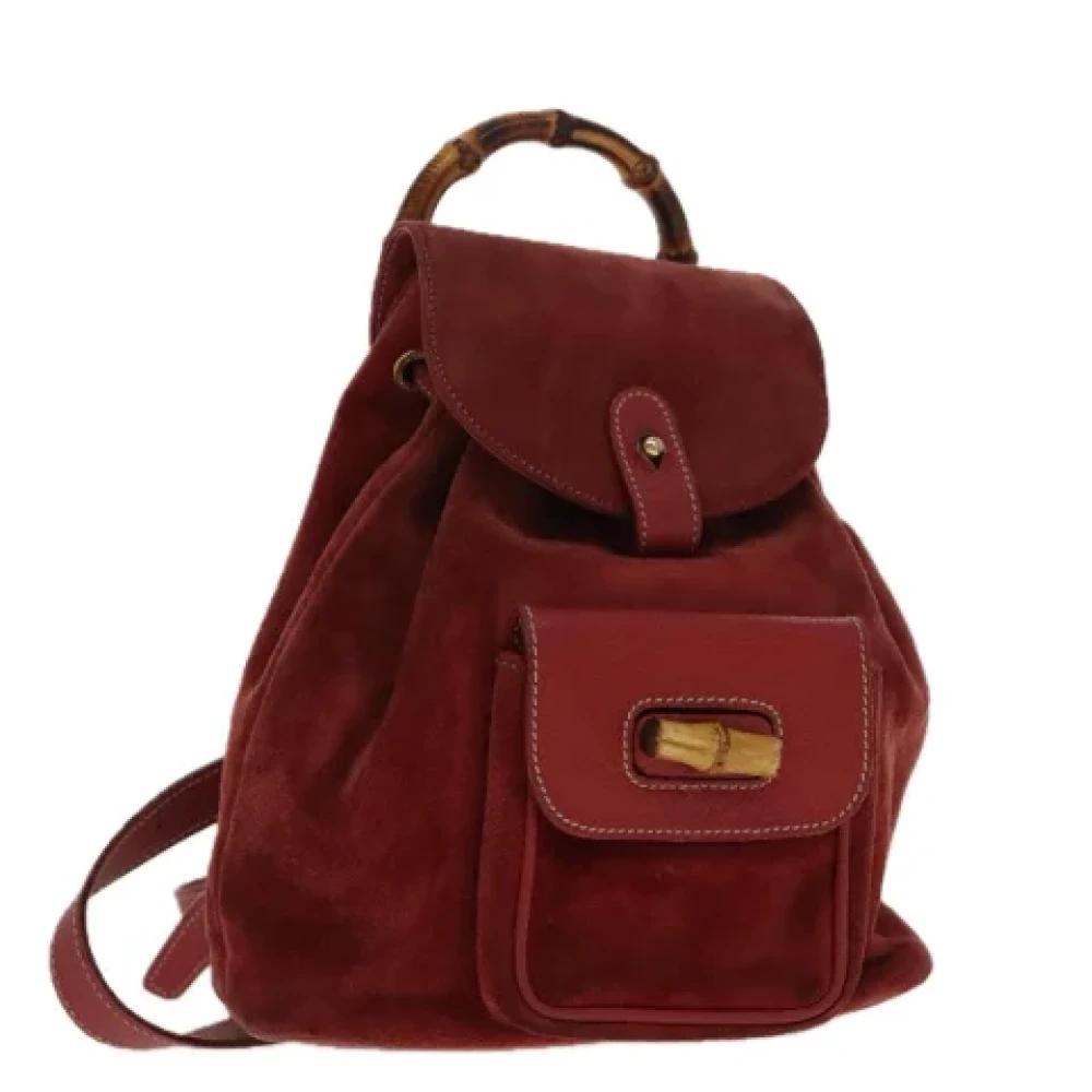 Gucci Vintage Pre-owned Suede backpacks Red Dames