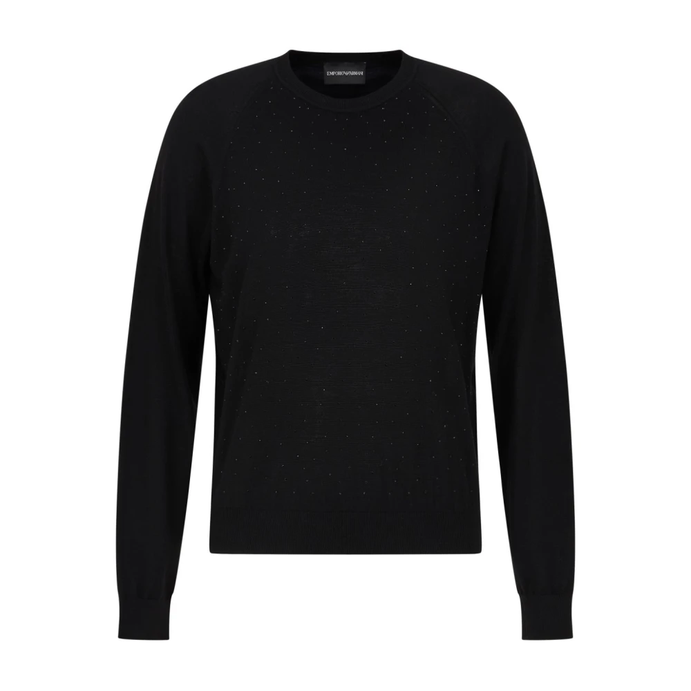 Emporio Armani Zwarte Fijngebreide Crew Neck Sweater Black Dames