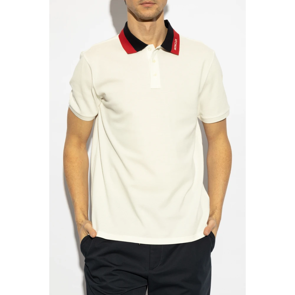 Moncler Katoenen polo met logo White Heren