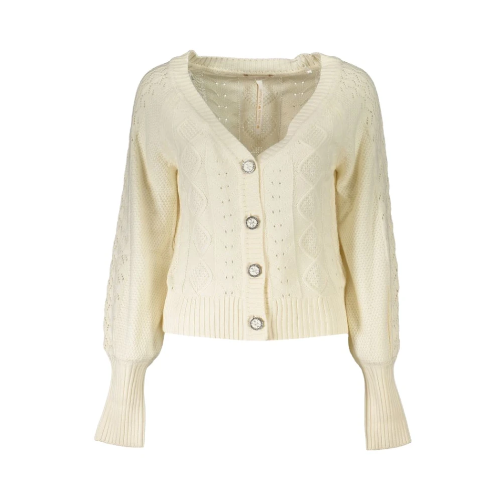 Guess Elegante Langarm-Cardigan met Contrast Beige Dames