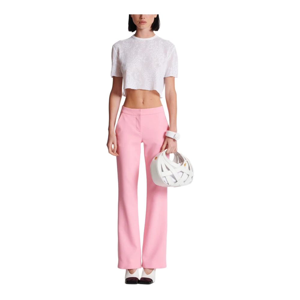 Balmain Crepe Flared Broek Pink Dames