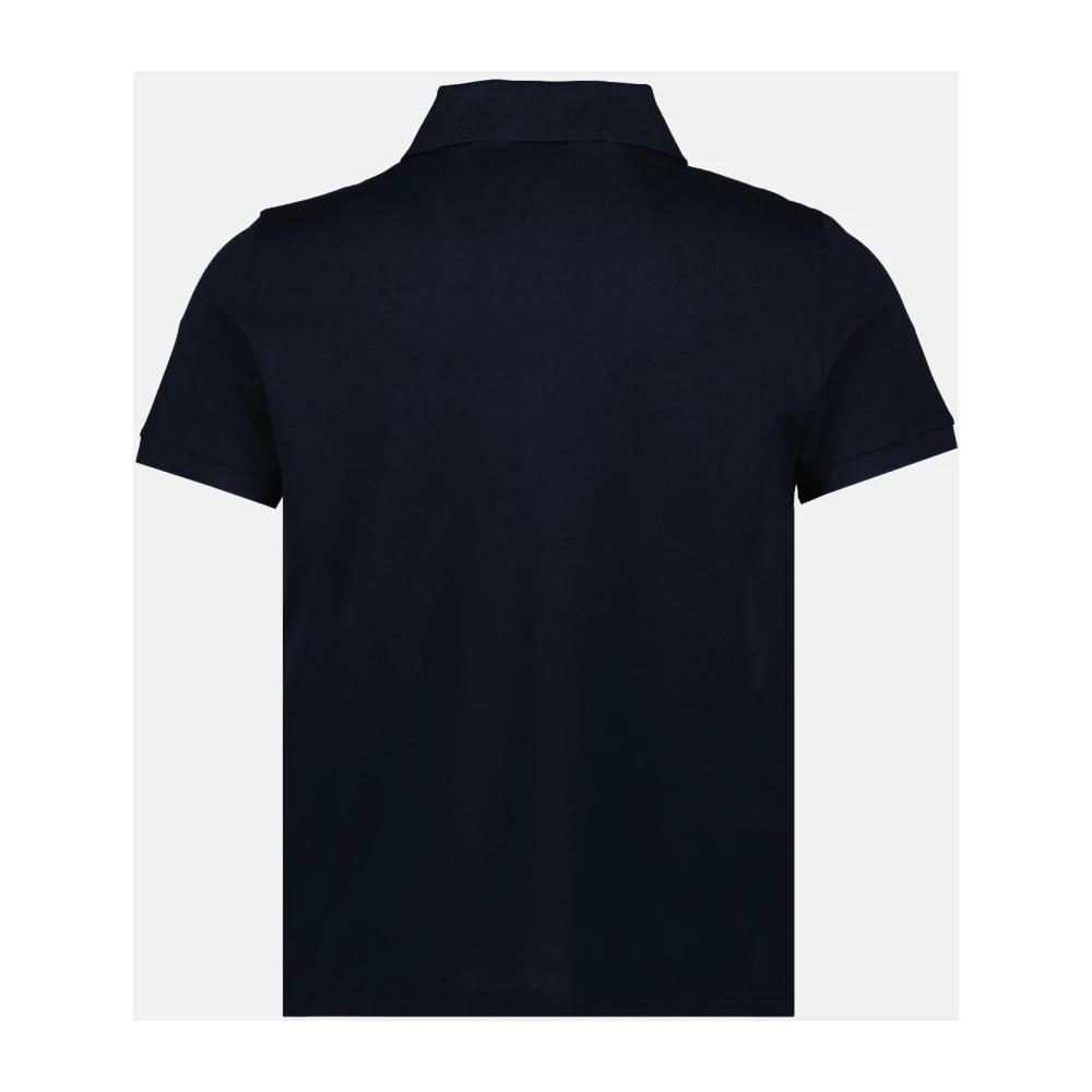Saint Laurent Leren Polo Shirt met Logo Borduursel Blue Heren