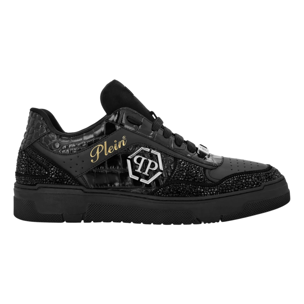Philipp Plein Low Top Sneakers Mix Strass Cocco unisex Schoenen Zwart