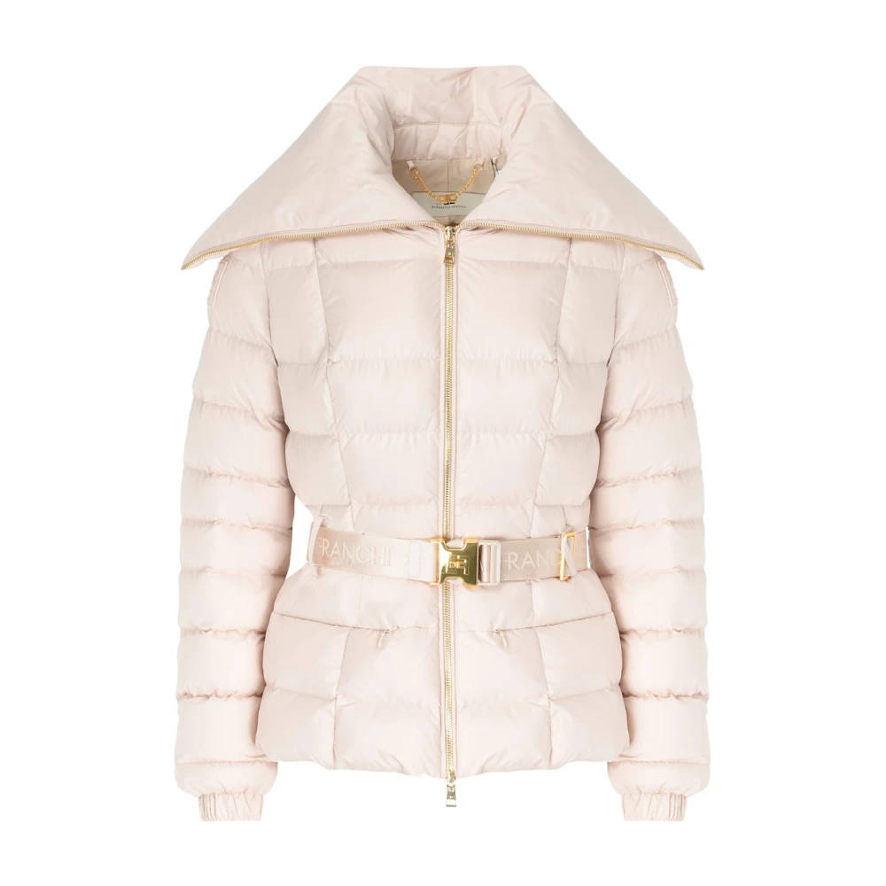 Elisabetta Franchi Roze Nylon Puffer Jas Pink Dames
