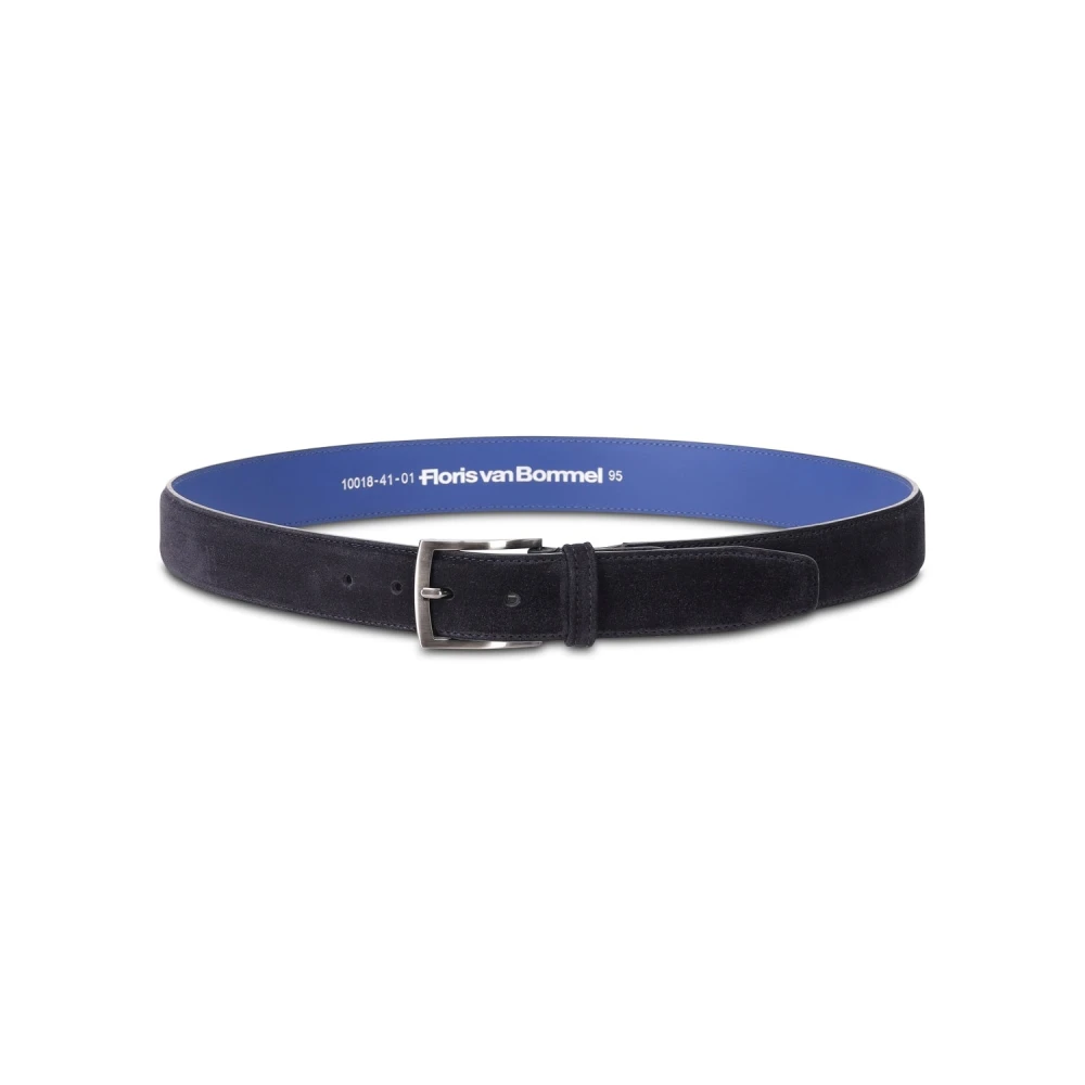 Van Bommel Veloursleren Riem met Zilveren Gesp Blue Heren