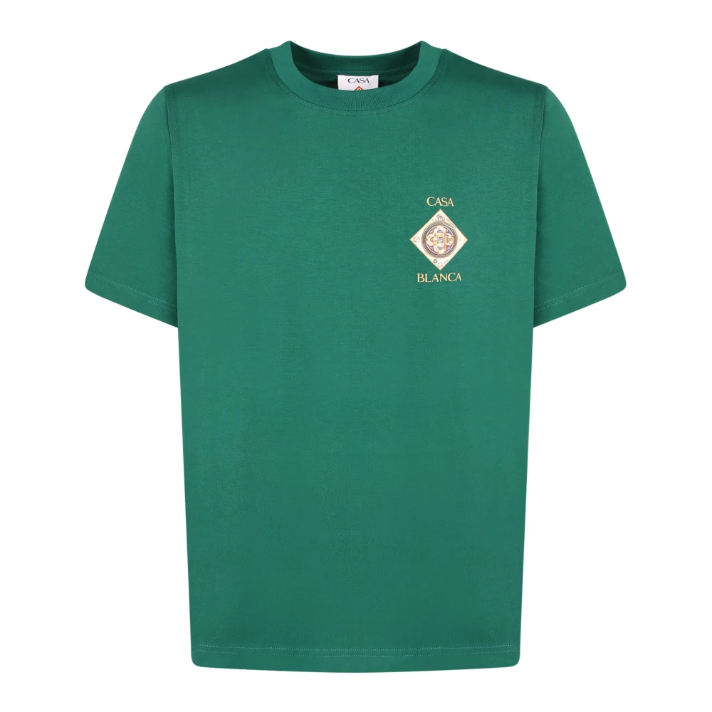 Casablanca Men's Green T-Shirts, L, Glass Logo Short Sleeve T-Shirt