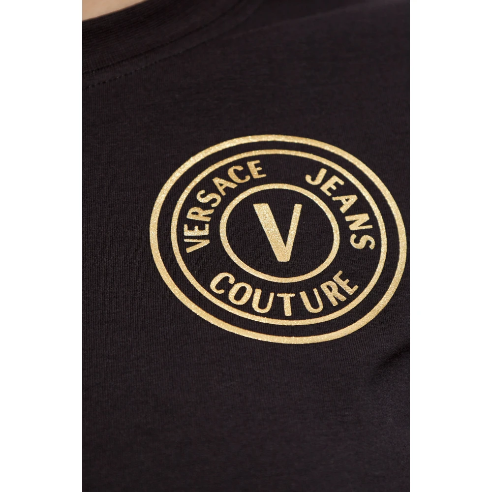 Versace Jeans Couture T-shirt met bedrukt logo Black Dames