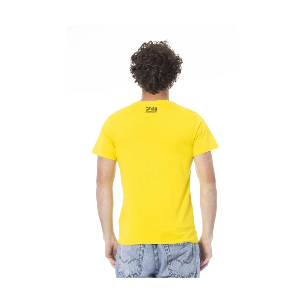Cavalli Class Logo Print Ronde Hals T-Shirt Yellow Heren