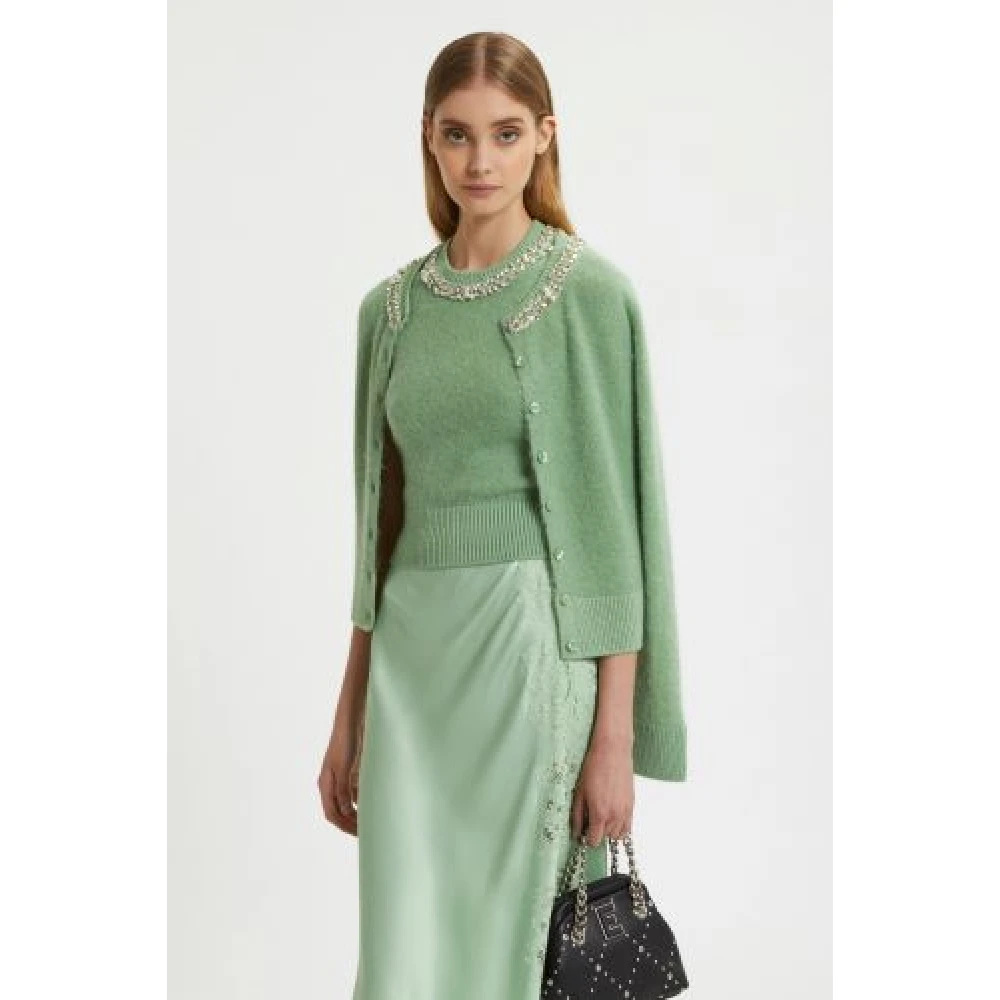 Ermanno Scervino Groene Juweel Hals Cardigan Green Dames