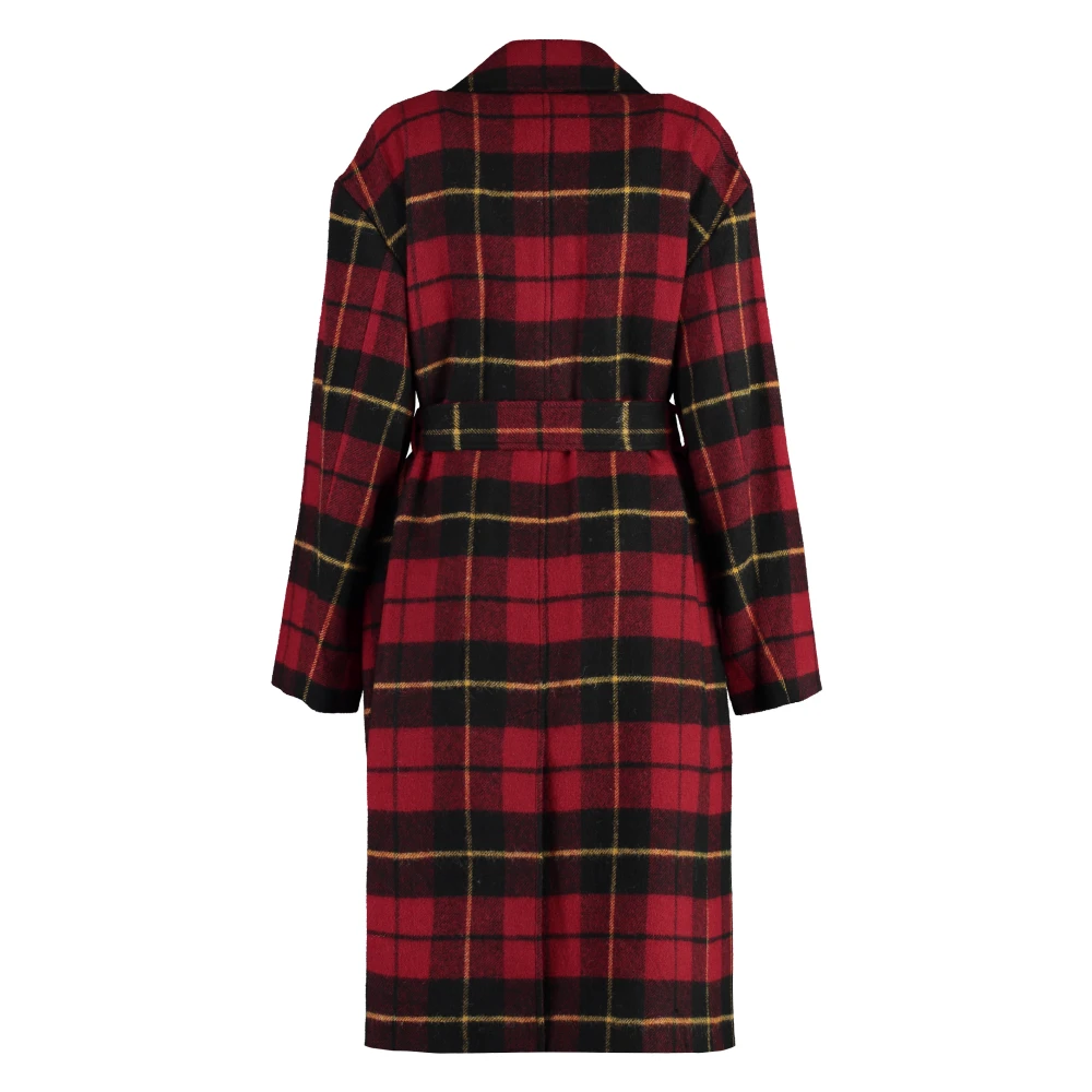 Polo Ralph Lauren Wollen Reversjas met Riem Zakken Red Dames