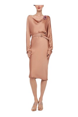 brown-satin-dress-with-long-sleeves