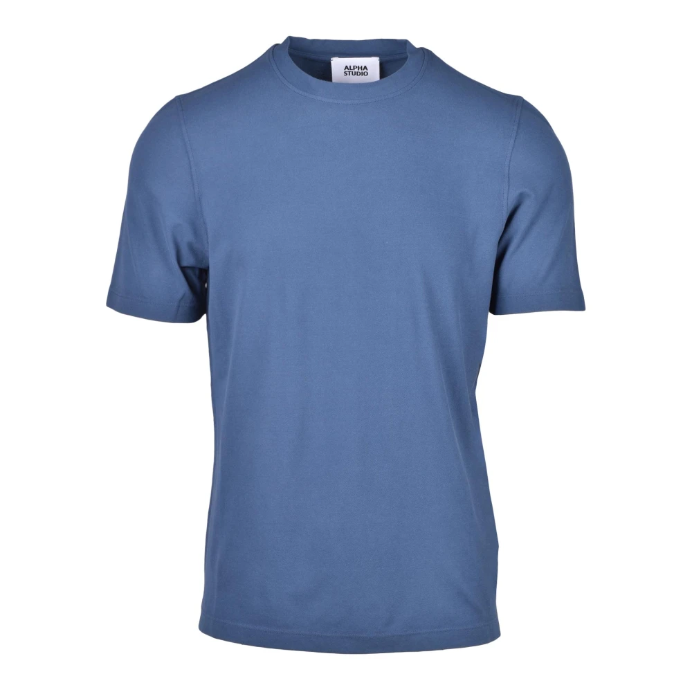 Alpha Studio Katoen Elastaan T-shirt Blue Heren