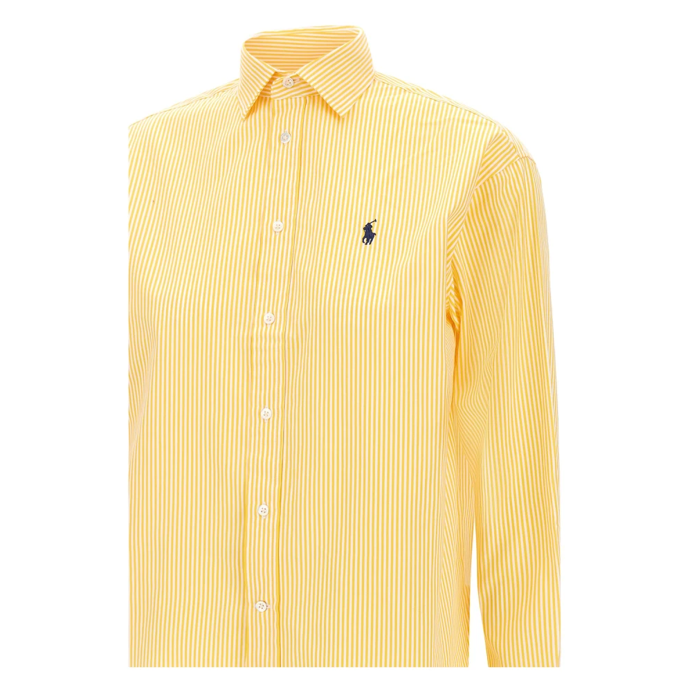 Polo Ralph Lauren Gestreept Katoenen Shirt Classics Geel Yellow Dames