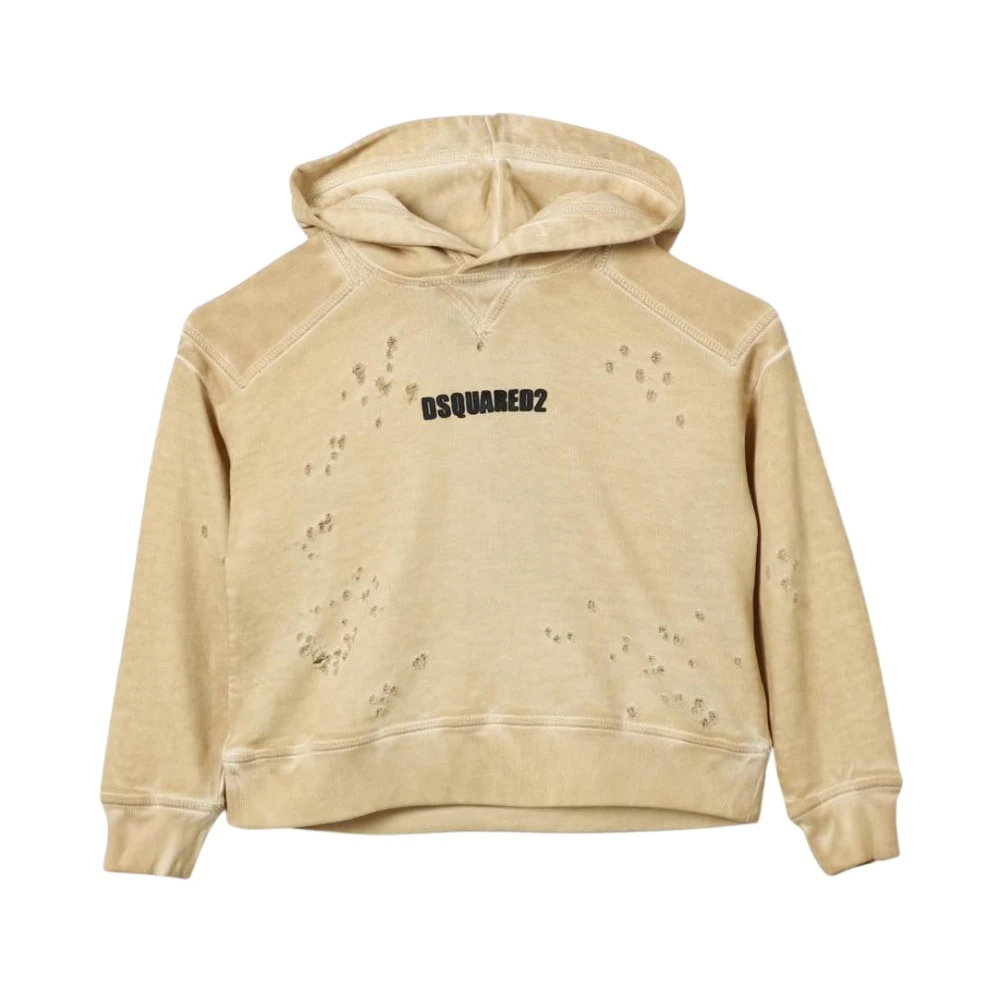 Dsquared2 Unisex Kids Beige Sweatshirts,, Cozy Knitwear Hoodie Size 16 Y