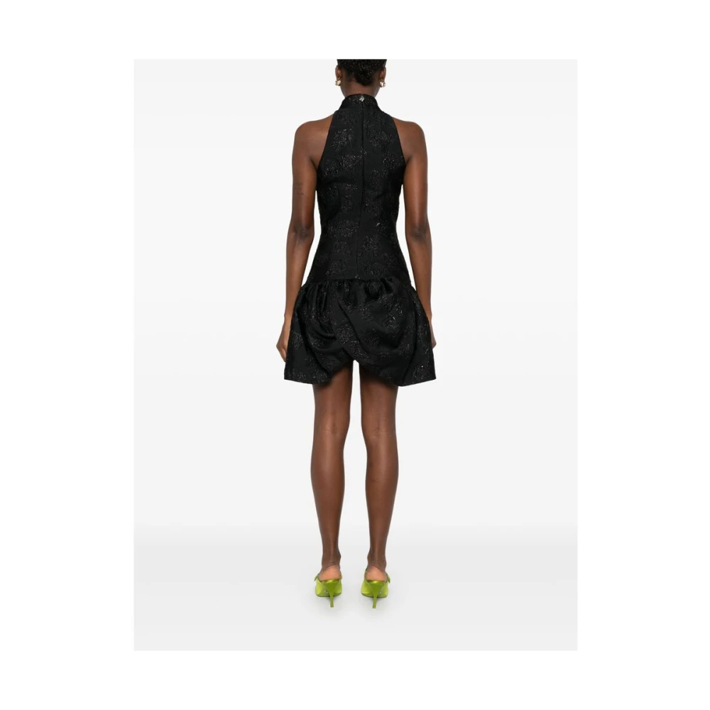Rotate Birger Christensen Floral Jacquard Mouwloze Jurk Black Dames
