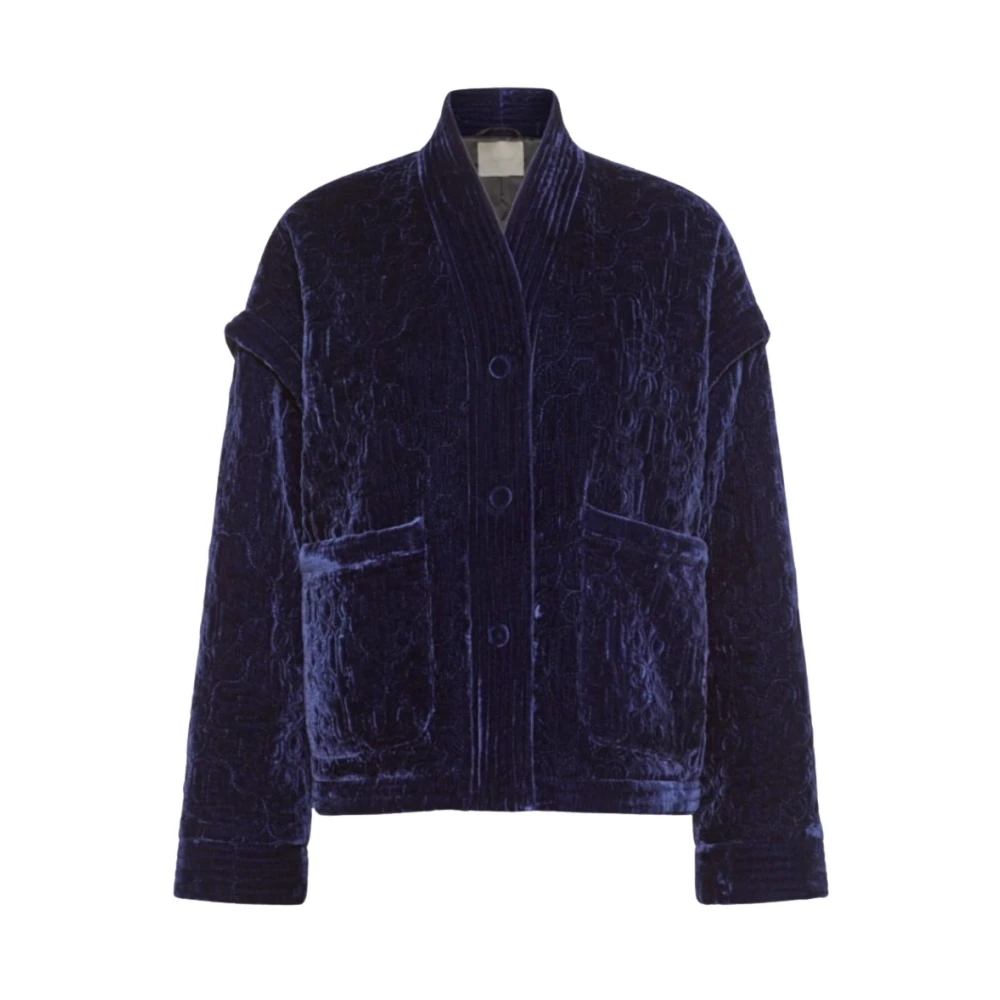 Momoni Zijden en viscose oversized bomber blouson Blue Dames