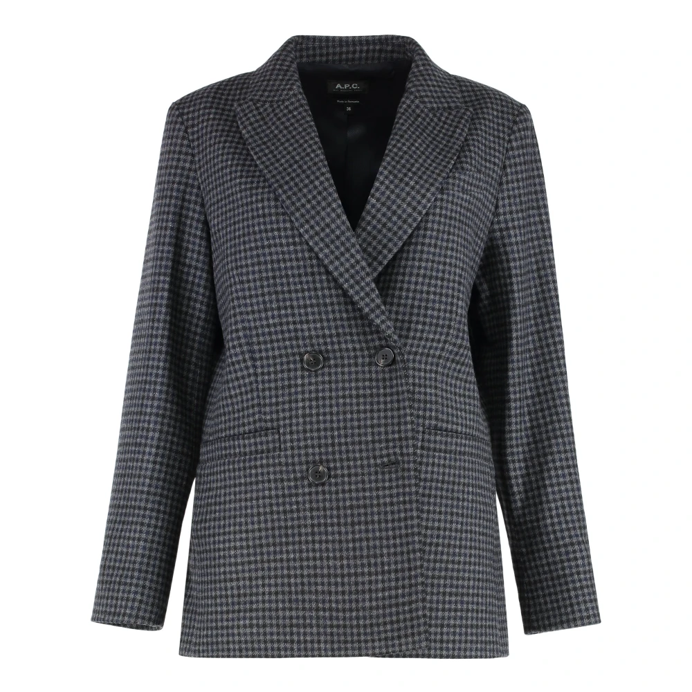 A.p.c. Women's Blue Blazers, Xs, Lucy Double Breasted Blazer