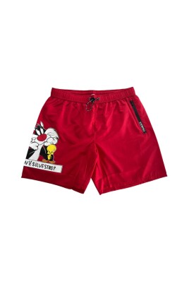 short-de-bain-en-polyester-rouge