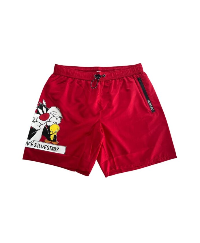 short-de-bain-en-polyester-rouge