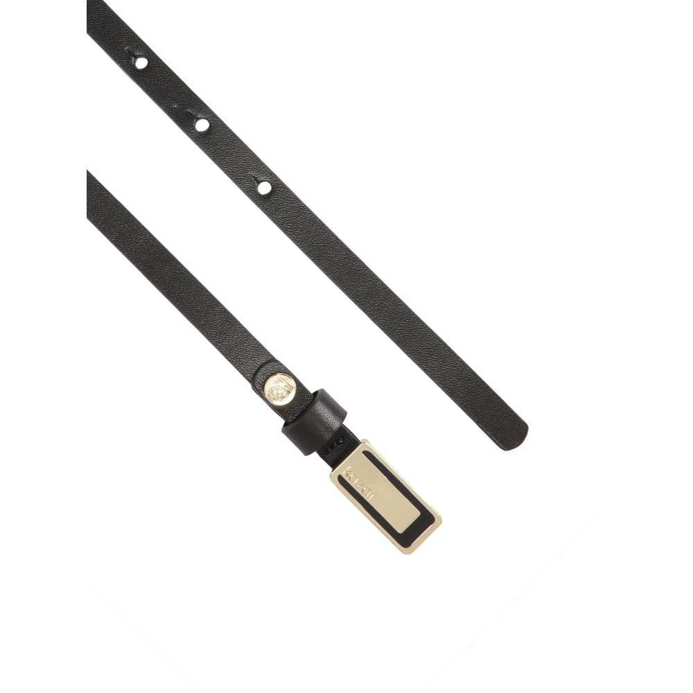 Kazar Smalle leren riem met plaatgesp Black Dames