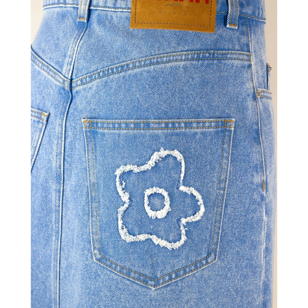 Marni Denim Mini Rok met Geborduurde Patches Blue Dames