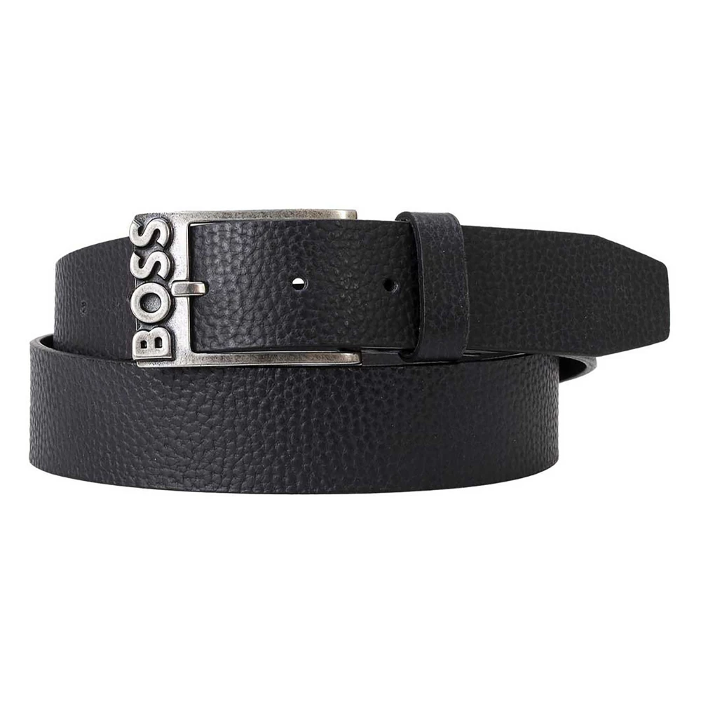 Hugo Men's Black Belts, 110 Cm, Classic Leather Belt In