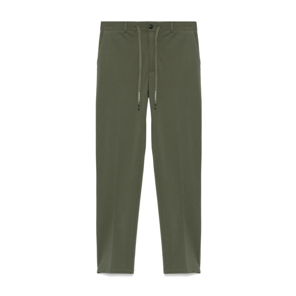 Circolo 1901 Men's Green Slim-Fit Trousers, Xl, Elasticated Waistband Trousers