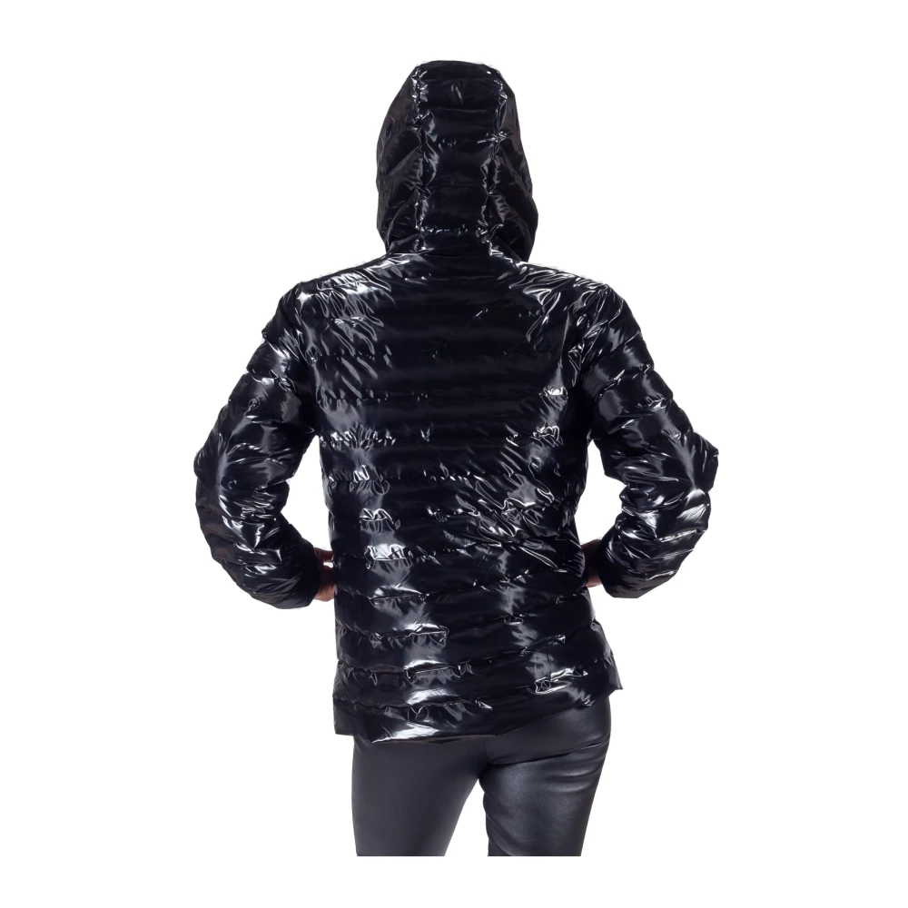 Rains Zwarte Gewatteerde Pufferjas met Capuchon Black Dames
