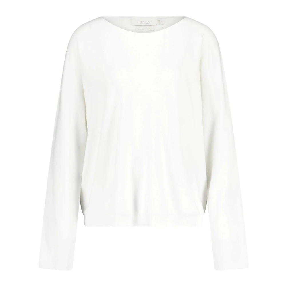 Rich & Royal Fijngebreide Oversized Pullover U-Hals White Dames