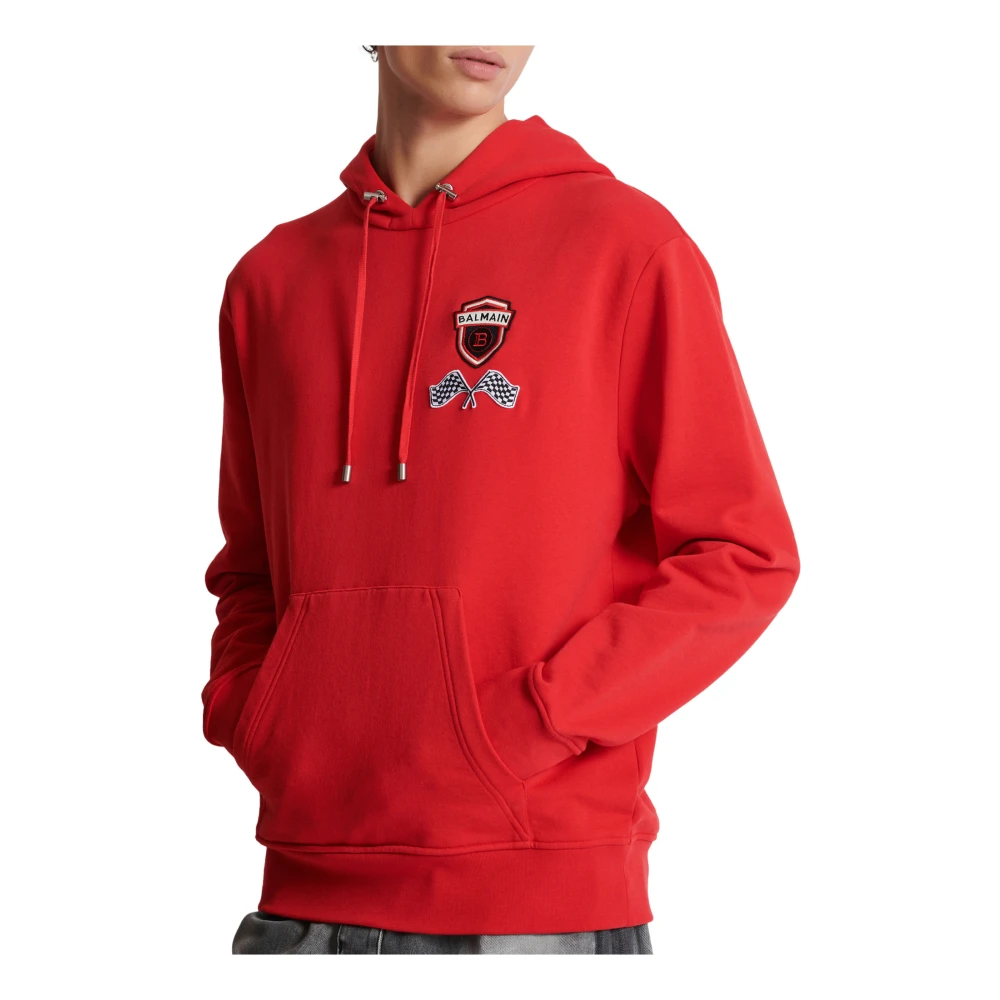 Balmain Racing hoodie Red Heren