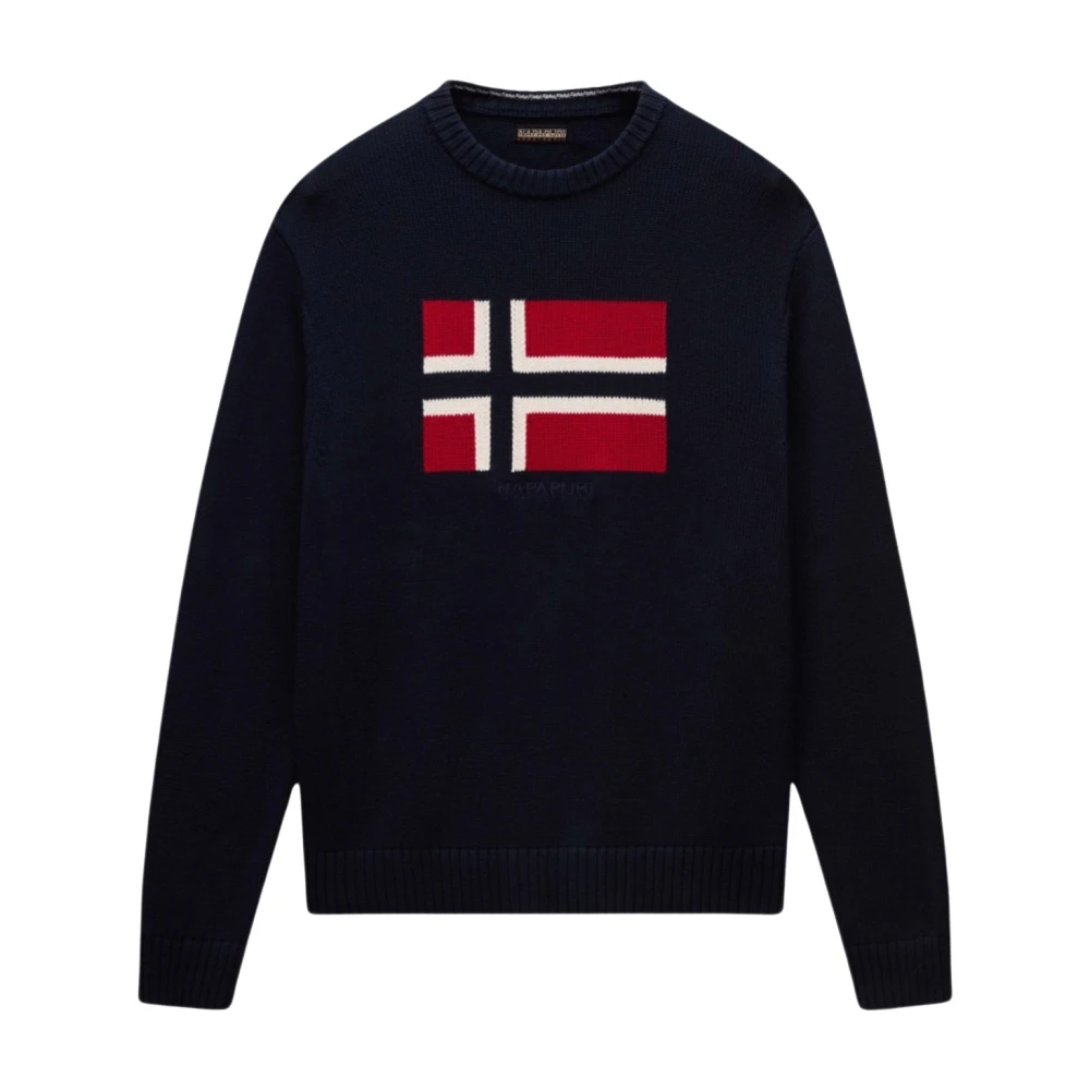 Napapijri Mannelijk Blauw Truien & Vesten Heren, L, Round-Neck Truien