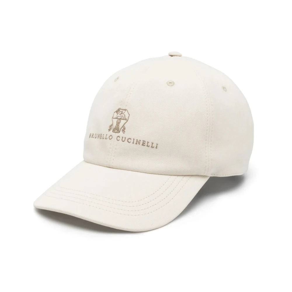 BRUNELLO CUCINELLI Beige Verstelbare Band Gebogen Klep Pet Beige Heren