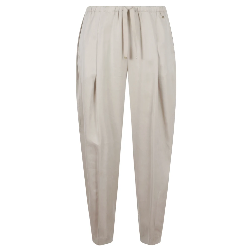 Herno Women's Beige Tapered Trousers, S, Trousers